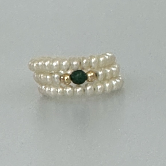 Sea Pearls 14k malachite ring - Picture 3 of 4